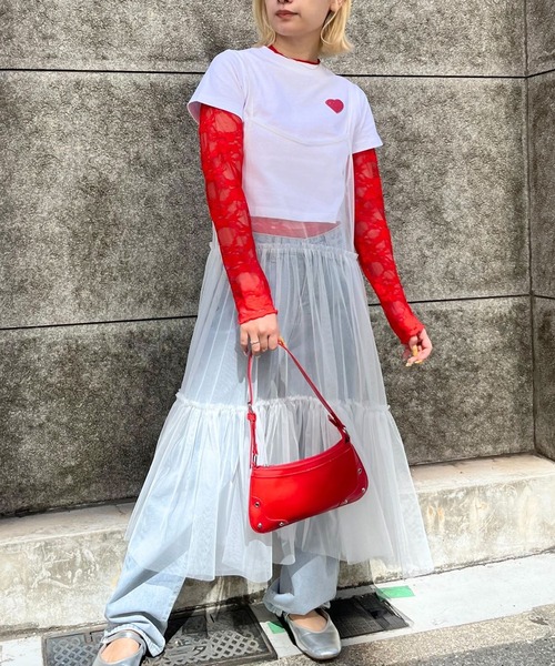 almo（アルモ）の「OP　チュールキャミワンピース(se)（ワンピース・レディース・レッド/ブラック/ホワイト・FREE）」の2枚目の写真