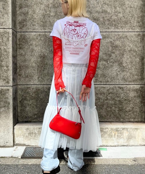 almo（アルモ）の「OP　チュールキャミワンピース(se)（ワンピース・レディース・レッド/ブラック/ホワイト・FREE）」の9枚目の写真