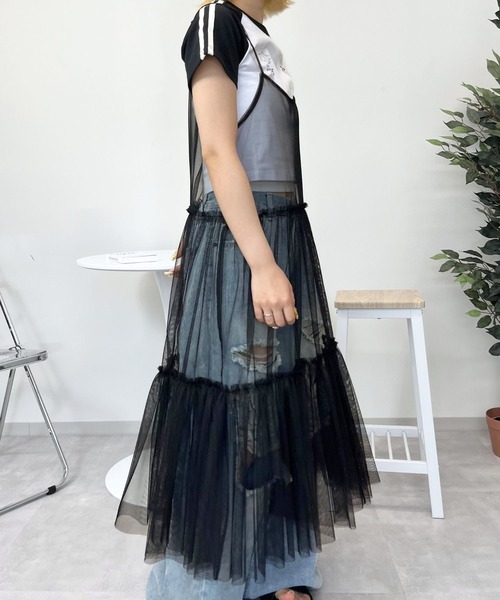 almo（アルモ）の「OP　チュールキャミワンピース(se)（ワンピース・レディース・レッド/ブラック/ホワイト・FREE）」の11枚目の写真