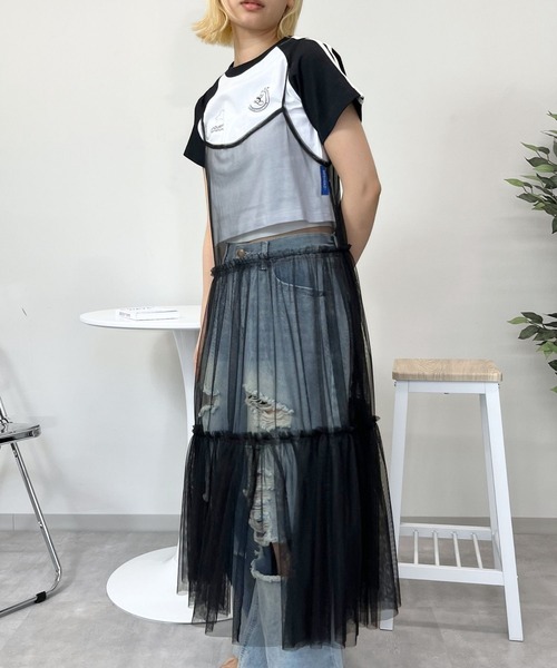 almo（アルモ）の「OP　チュールキャミワンピース(se)（ワンピース・レディース・レッド/ブラック/ホワイト・FREE）」の12枚目の写真