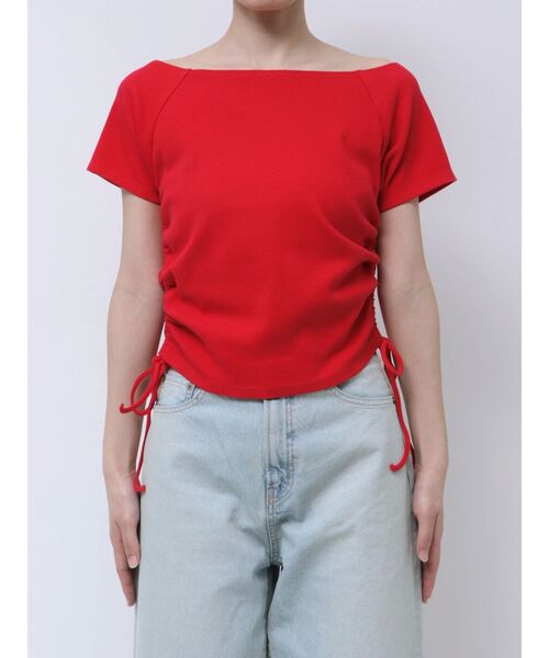 Ungrid(アングリッド)の「サイドギャザーボートネックTee(Tシャツ/カットソー・レディース・アイボリー/ブラック/レッド・FREE)」の16枚目の写真