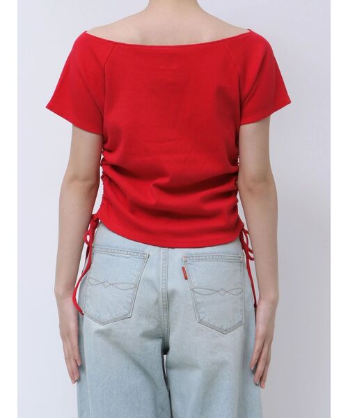 Ungrid(アングリッド)の「サイドギャザーボートネックTee(Tシャツ/カットソー・レディース・アイボリー/ブラック/レッド・FREE)」の18枚目の写真