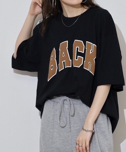 FUNALIVE(ファンアライブ)の「メンズ レディース BACKロゴプリントBIG Tシャツ(Tシャツ/カットソー・メンズ・ブラック/ブラウン・F)」の1枚目の写真
