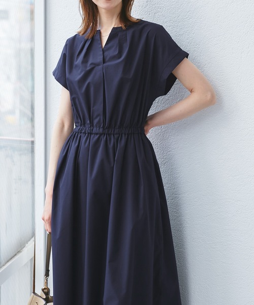 もんROPE PICNIC スキッパーシャツワンピース ネイビー ROPE' PICNIC シャツワンピース 「UVカット・接触冷感・イージー