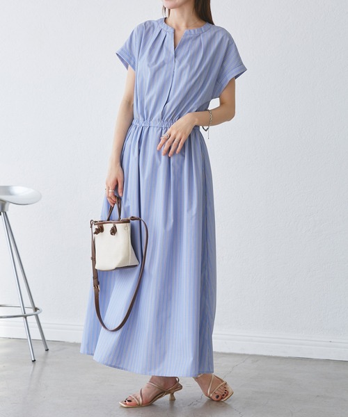 ROPE' PICNIC（ロペピクニック）の「【UVカット・接触冷感・イージーケア】スキッパーシャツワンピース（シャツワンピース・レディース・サックスブルー/ベージュ/ネイビー・36/38）」の17枚目の写真