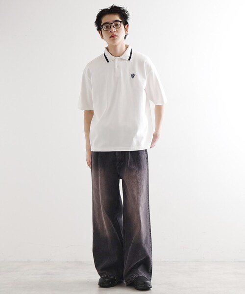 tk.TAKEO KIKUCHI（ティーケータケオキクチ）の「ハートエンブロ鹿の子ポロシャツ（ポロシャツ・メンズ・ブラック/ネイビー/ホワイト・02/03）」の7枚目の写真