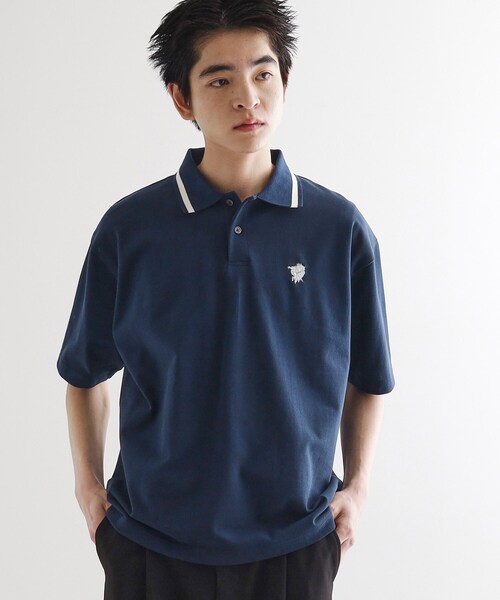 tk.TAKEO KIKUCHI（ティーケータケオキクチ）の「ハートエンブロ鹿の子ポロシャツ（ポロシャツ・メンズ・ブラック/ネイビー/ホワイト・02/03）」の13枚目の写真
