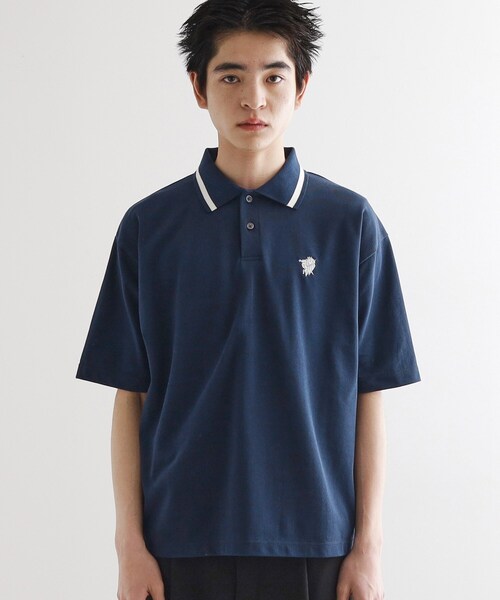 tk.TAKEO KIKUCHI（ティーケータケオキクチ）の「ハートエンブロ鹿の子ポロシャツ（ポロシャツ・メンズ・ブラック/ネイビー/ホワイト・02/03）」の17枚目の写真