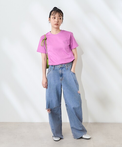 FREAK'S STORE(フリークスストア)の「SIENNE/シエンヌ COLORED LOGO TEE/カラードロゴ Tシャツ(Tシャツ/カットソー・レディース・ホワイト/ラベンダー・SMALL)」の12枚目の写真