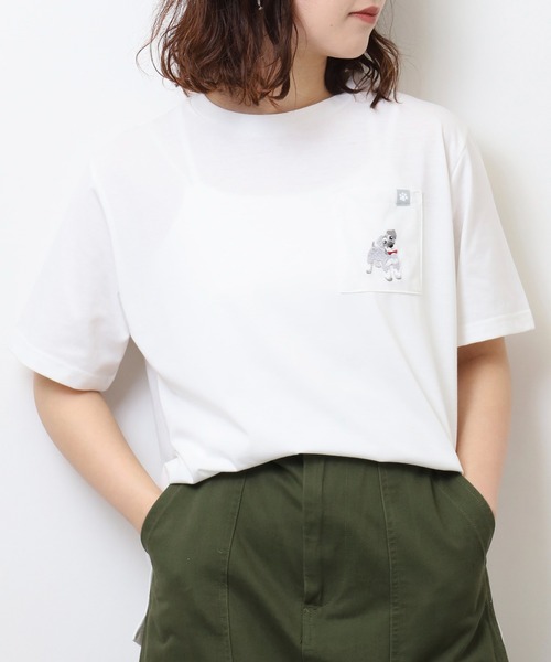 tシャツ イス生活　刺繍Tシャツ レディース セール】Message刺繍Tシャツ（Tシャツ/カットソー）｜FREAK'S