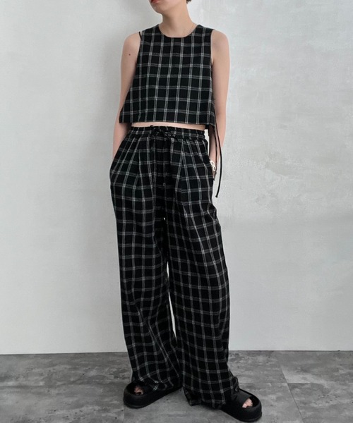 lit（リット）の「Check Easy Pants（その他パンツ・レディース・オフホワイト/ブラック・FREE）」の3枚目の写真