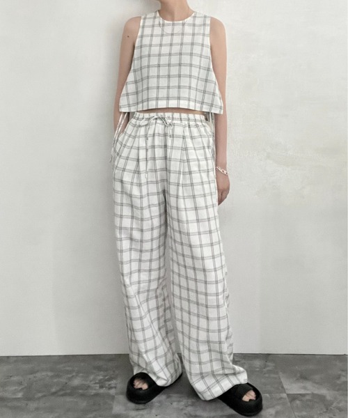 lit（リット）の「Check Easy Pants（その他パンツ・レディース・オフホワイト/ブラック・FREE）」の6枚目の写真