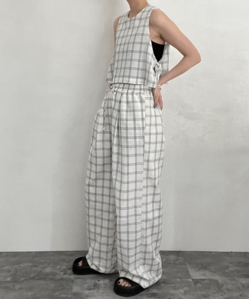 lit（リット）の「Check Easy Pants（その他パンツ・レディース・オフホワイト/ブラック・FREE）」の7枚目の写真