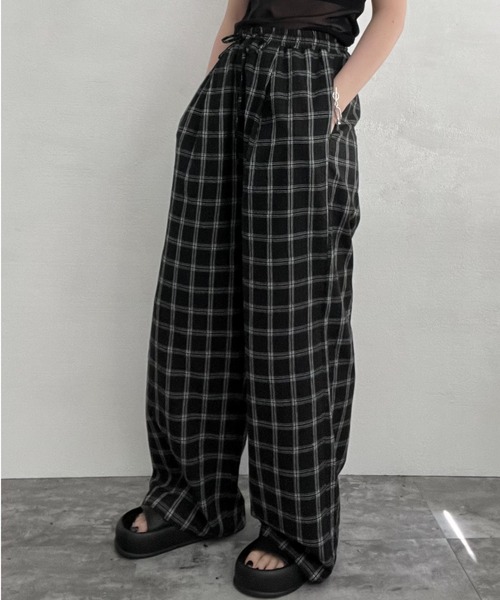 lit（リット）の「Check Easy Pants（その他パンツ・レディース・オフホワイト/ブラック・FREE）」の5枚目の写真