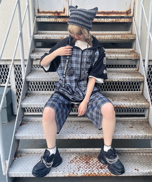 DARRDY（ダーディー）の「【DARRDY/ダーディー】チェック柄ジャージハーフパンツ/セットアップ対応（その他パンツ・レディース・ブラック/サックスブルー・ONESIZE）」の6枚目の写真