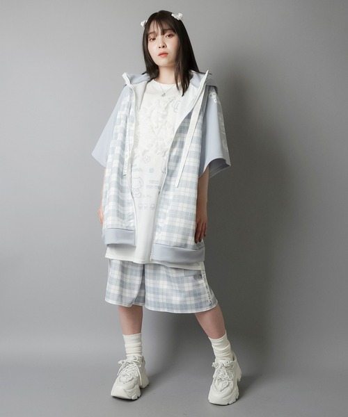 DARRDY（ダーディー）の「【DARRDY/ダーディー】チェック柄ジャージハーフパンツ/セットアップ対応（その他パンツ・レディース・ブラック/サックスブルー・ONESIZE）」の21枚目の写真