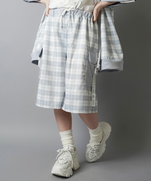 DARRDY（ダーディー）の「【DARRDY/ダーディー】チェック柄ジャージハーフパンツ/セットアップ対応（その他パンツ・レディース・ブラック/サックスブルー・ONESIZE）」の17枚目の写真