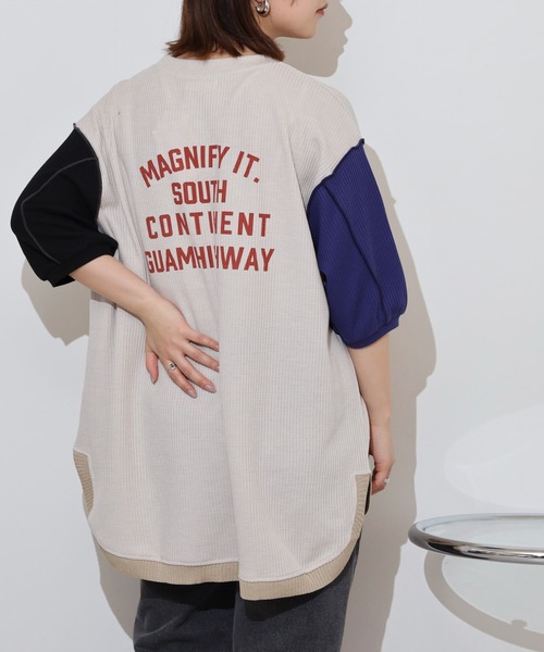 FUNALIVE(ファンアライブ)の「袖メロウワッフルプルオーバー(Tシャツ/カットソー・レディース・オフホワイト/マルチ・FREE)」の11枚目の写真