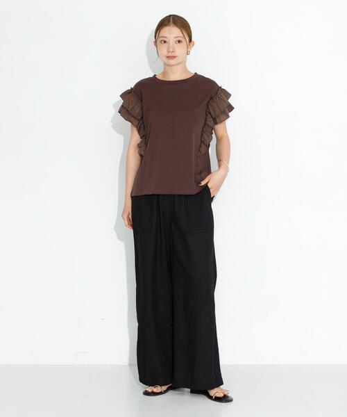 URBAN RESEARCH Sonny Label（アーバンリサーチサニーレーベル）の「『UR TECH 高機能リネン』リネン混ベイカーイージーパンツ（その他パンツ・レディース・チャコールグレー/ブルー/ブラック・36/38）」の21枚目の写真