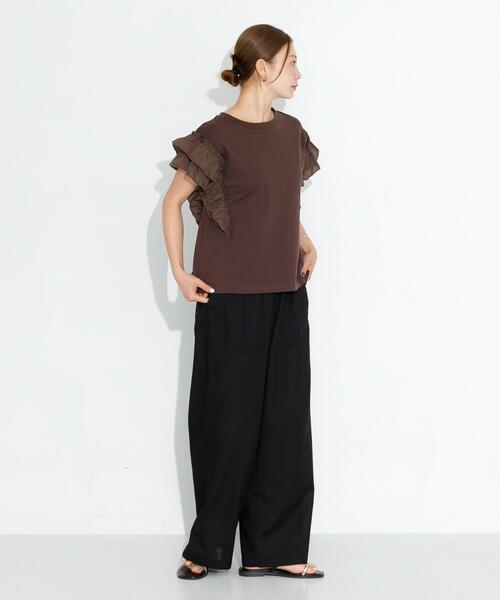 URBAN RESEARCH Sonny Label（アーバンリサーチサニーレーベル）の「『UR TECH 高機能リネン』リネン混ベイカーイージーパンツ（その他パンツ・レディース・チャコールグレー/ブルー/ブラック・36/38）」の22枚目の写真