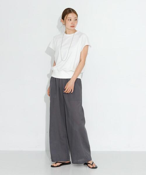 URBAN RESEARCH Sonny Label（アーバンリサーチサニーレーベル）の「『UR TECH 高機能リネン』リネン混ベイカーイージーパンツ（その他パンツ・レディース・チャコールグレー/ブルー/ブラック・36/38）」の4枚目の写真