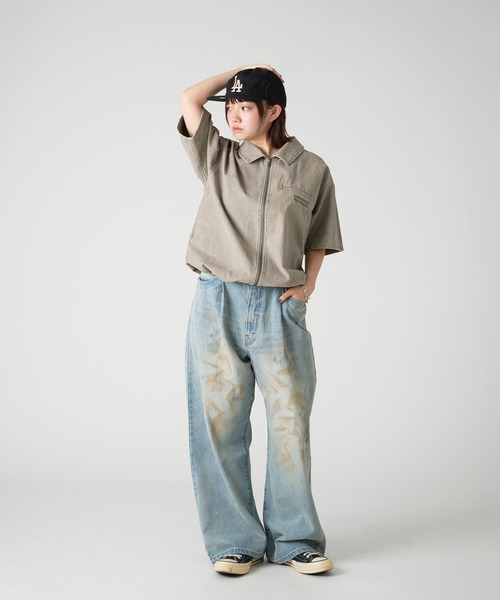 VINTAGE LIKE DRAW CORD SHORT ZIP SHIRT/ヴィンテージライクドロー