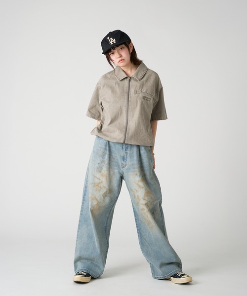 VINTAGE LIKE DRAW CORD SHORT ZIP SHIRT/ヴィンテージライクドロー