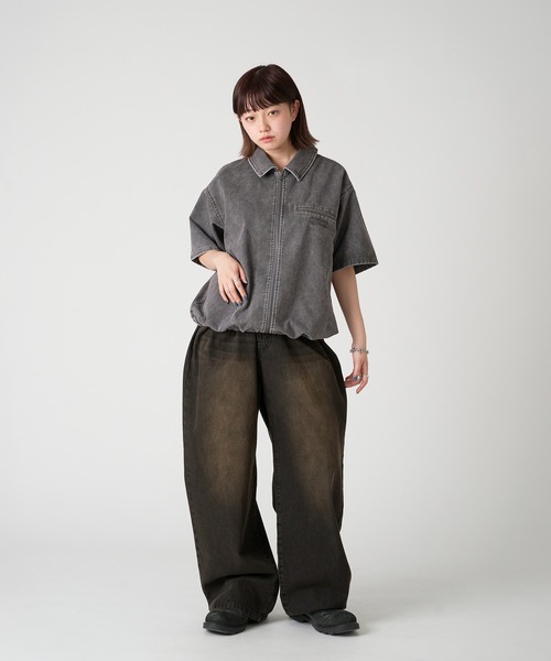 VINTAGE LIKE DRAW CORD SHORT ZIP SHIRT/ヴィンテージライクドロー