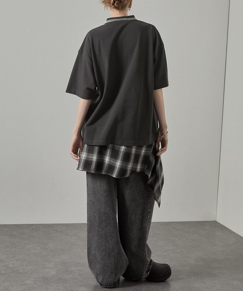 Alfred Alex】ハートロゴ刺繍ビッグ鹿の子ポロシャツ（ポロシャツ