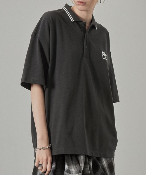 Alfred Alex】ハートロゴ刺繍ビッグ鹿の子ポロシャツ（ポロシャツ