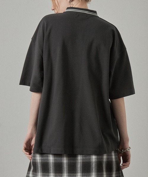 完売品 ⭐️新品タグ付き ❤️Mサイズ ANEW レディースポロシャツ　ブラック WETTEMPT ポロシャツ MOSS STITCH LOOSE POLO SHIRT / 鹿の子ルーズ