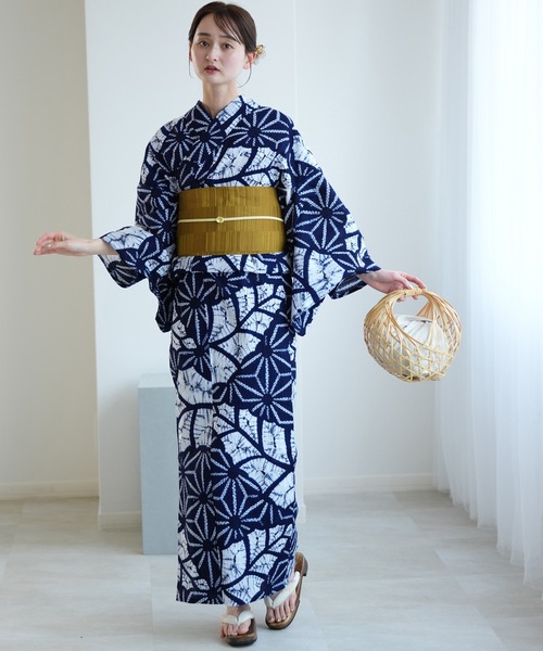 ¨̮⃝ 身丈152 流水と舞葉文様 三浦絞り 浴衣 有松絞り yukata ̮⃝ 身丈152 流水と舞葉文様 三浦絞り 浴衣 有松絞り yukata