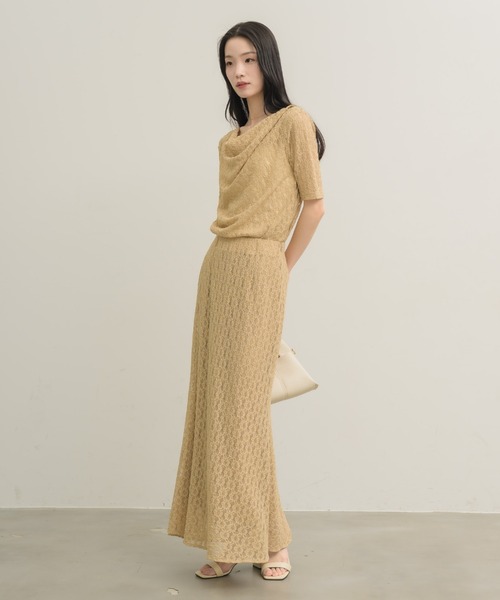 NEUNA（ヌナ）の「ドレープレースハーフスリーヴ〈セットアップでの着用も可能◎〉（Tシャツ/カットソー・レディース・ベージュ/アイボリー・FREE）」の11枚目の写真