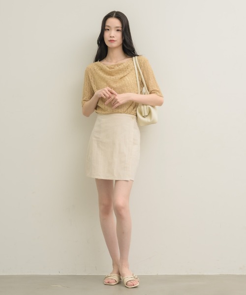 NEUNA（ヌナ）の「ドレープレースハーフスリーヴ〈セットアップでの着用も可能◎〉（Tシャツ/カットソー・レディース・ベージュ/アイボリー・FREE）」の16枚目の写真