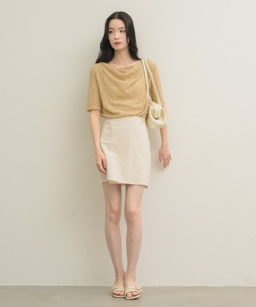 NEUNA（ヌナ）の「ドレープレースハーフスリーヴ〈セットアップでの着用も可能◎〉（Tシャツ/カットソー・レディース・ベージュ/アイボリー・FREE）」の17枚目の写真