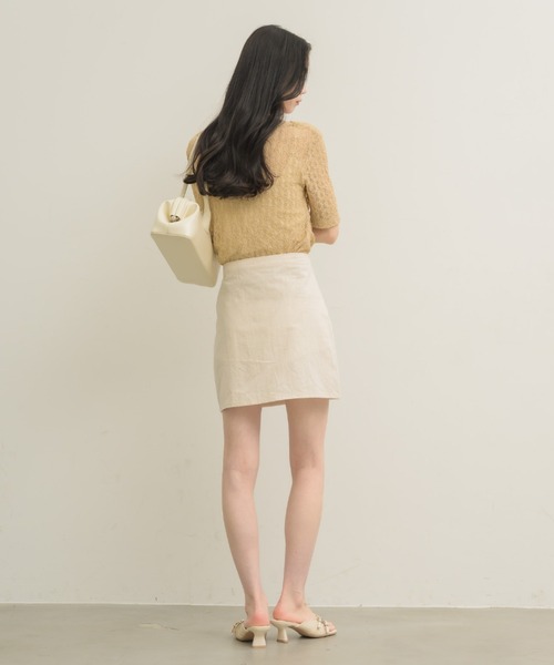 NEUNA（ヌナ）の「ドレープレースハーフスリーヴ〈セットアップでの着用も可能◎〉（Tシャツ/カットソー・レディース・ベージュ/アイボリー・FREE）」の20枚目の写真