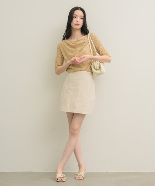 NEUNA（ヌナ）の「ドレープレースハーフスリーヴ〈セットアップでの着用も可能◎〉（Tシャツ/カットソー・レディース・ベージュ/アイボリー・FREE）」の18枚目の写真