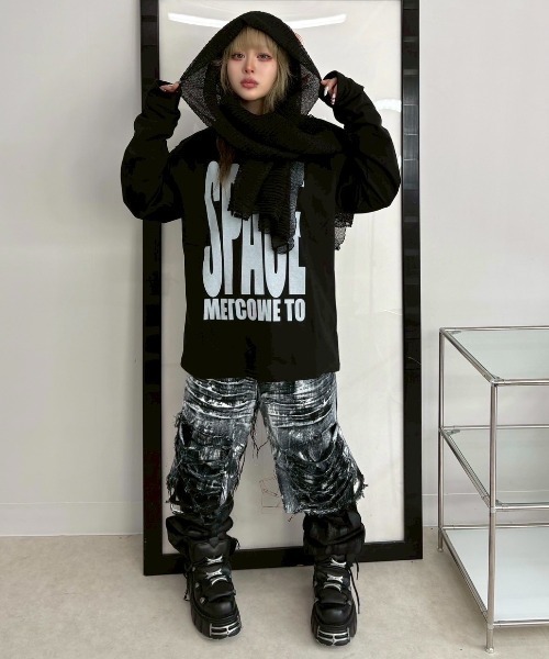 RICH(リッチ)の「【RICH】Smoke Denim Layered Jeans / 【リッチ】ダメージレイヤードデニムパンツ(デニムパンツ・メンズ・ブラック・XS/S/S/M/M/L)」の5枚目の写真