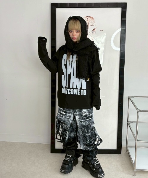 RICH(リッチ)の「【RICH】Smoke Denim Layered Jeans / 【リッチ】ダメージレイヤードデニムパンツ(デニムパンツ・メンズ・ブラック・XS/S/S/M/M/L)」の12枚目の写真