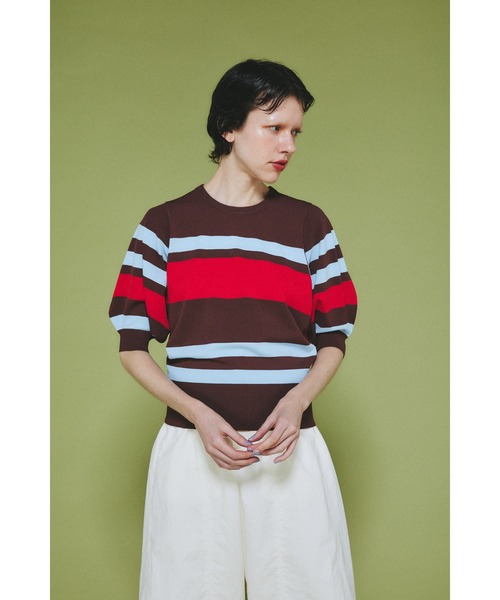 セール】Border knit tops ボーダーニットトップス（Tシャツ