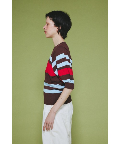 HeRIN.CYE(ヘリンドットサイ)の「Border knit tops ボーダーニットトップス(Tシャツ/カットソー・レディース・ブラウン/ネイビー/オフホワイト・FREE)」の5枚目の写真
