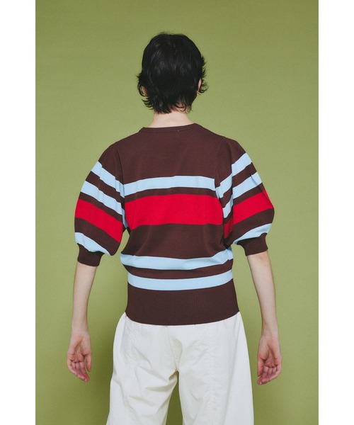 HeRIN.CYE(ヘリンドットサイ)の「Border knit tops ボーダーニットトップス(Tシャツ/カットソー・レディース・ブラウン/ネイビー/オフホワイト・FREE)」の6枚目の写真