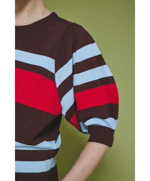HeRIN.CYE(ヘリンドットサイ)の「Border knit tops ボーダーニットトップス(Tシャツ/カットソー・レディース・ブラウン/ネイビー/オフホワイト・FREE)」の9枚目の写真