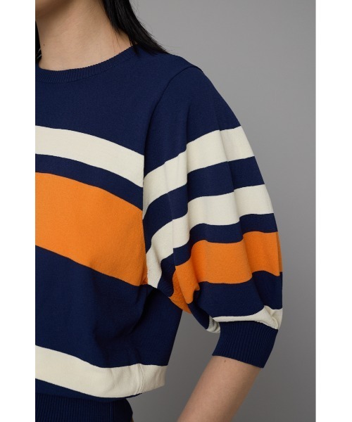 HeRIN.CYE(ヘリンドットサイ)の「Border knit tops ボーダーニットトップス(Tシャツ/カットソー・レディース・ブラウン/ネイビー/オフホワイト・FREE)」の16枚目の写真