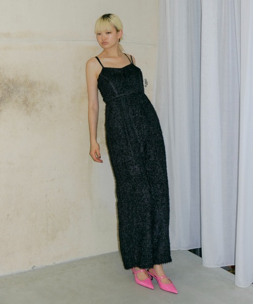 ANDRESD(アンドレスド)の「シャギーオールインワンドレス / shaggy all in one dress(パンツドレス・レディース・アイボリー/ブラック・S/M/L)」の8枚目の写真