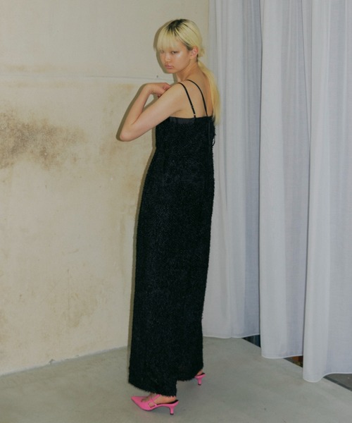 ANDRESD(アンドレスド)の「シャギーオールインワンドレス / shaggy all in one dress(パンツドレス・レディース・アイボリー/ブラック・S/M/L)」の7枚目の写真