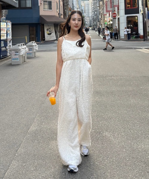 ANDRESD(アンドレスド)の「シャギーオールインワンドレス / shaggy all in one dress(パンツドレス・レディース・アイボリー/ブラック・S/M/L)」の19枚目の写真