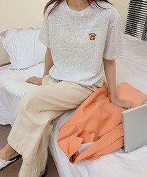 綿混ワンポイント刺繍Tシャツ カットソー