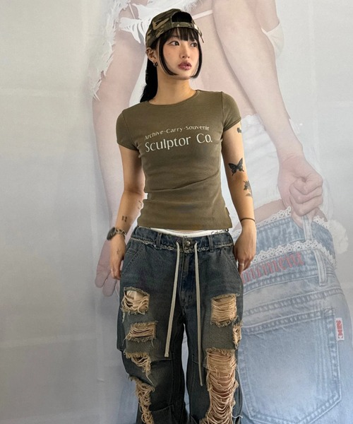 Tシャツ・カットソー SCULPTOR Archive Pigment Baby Tee Archive Pigment Baby Tee（Tシャツ/カットソー）｜SCULPTOR