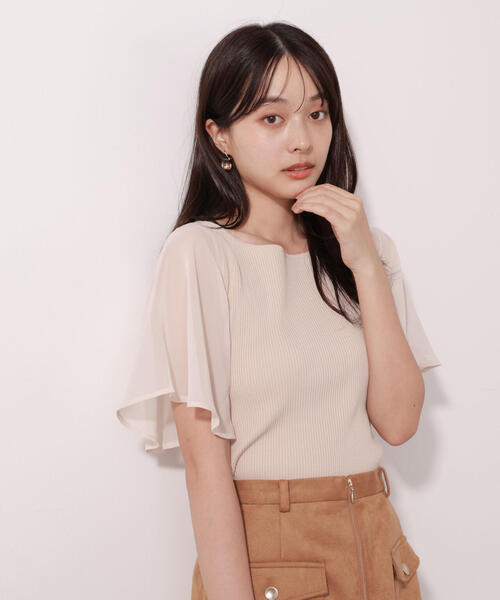 PROPORTION BODY DRESSING（プロポーションボディドレッシング）の「シアーフレアスリーブリブニット / 1215270609（ニット/セーター・レディース・ベージュ/ブラウン/ブラック・FREE）」の22枚目の写真
